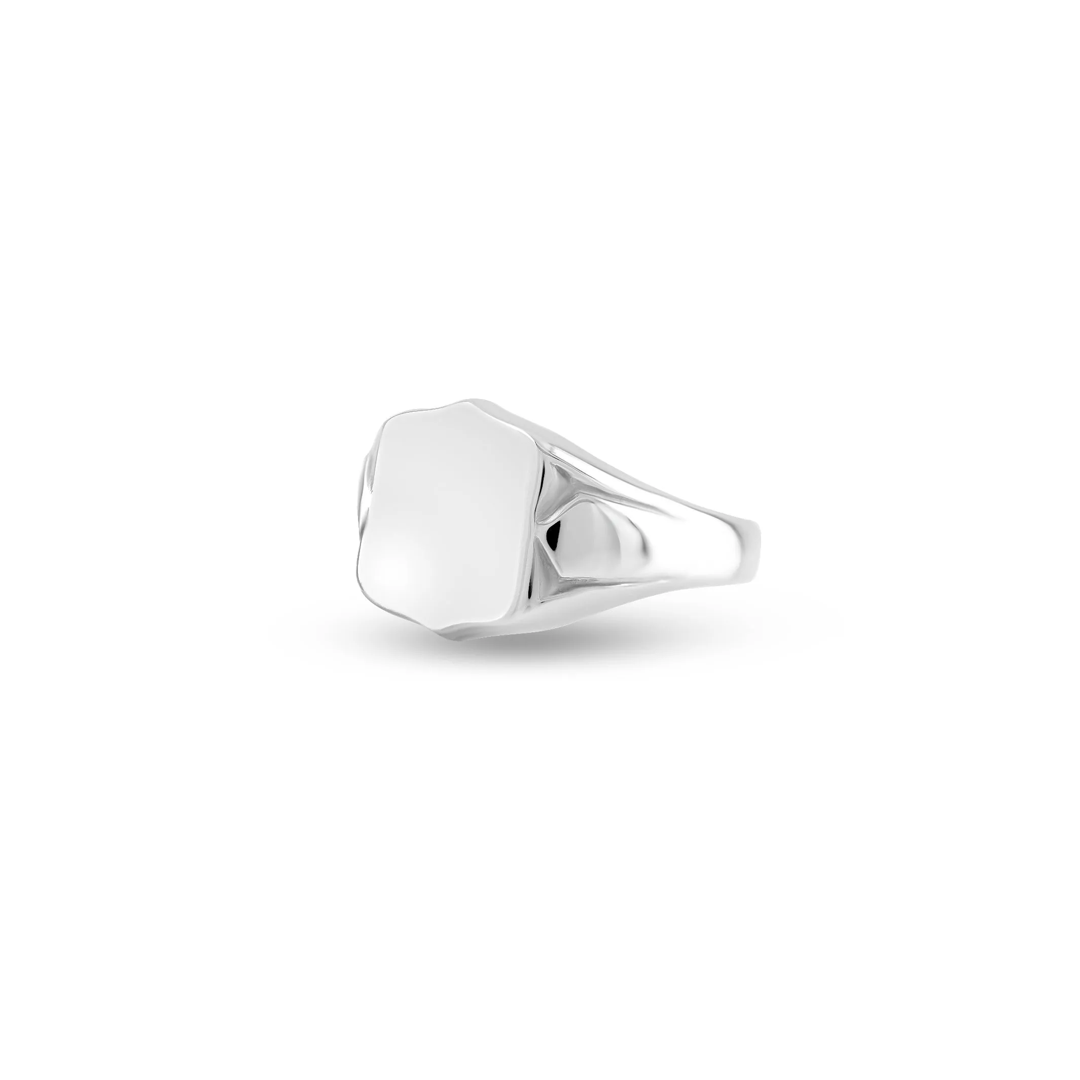 18ct White Gold 14 x 12mm Shield Signet Ring