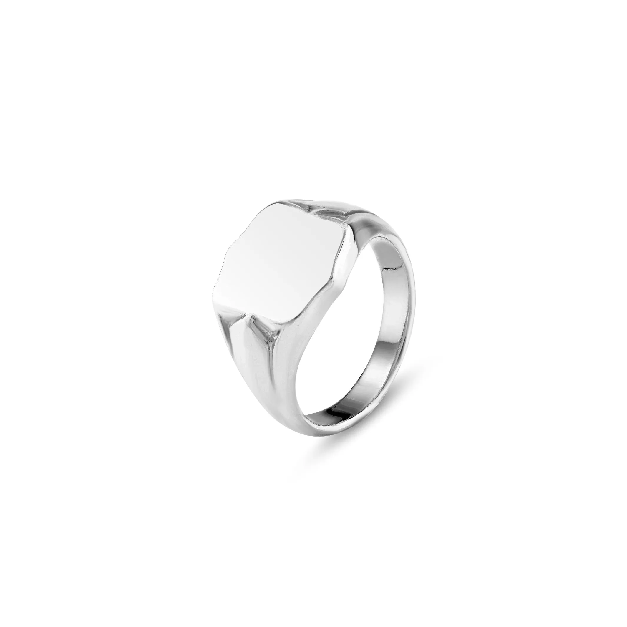 18ct White Gold 14 x 12mm Shield Signet Ring