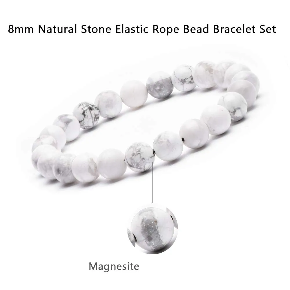 8mm Natural Tiger Eye Stone Stretch Bracelets, Yoga Energy Healing Stone Wrist Bracelets for Womens 5 piece set-1