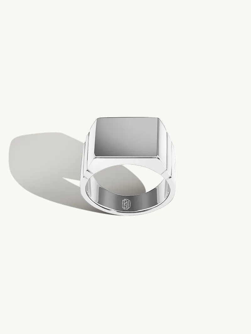 Adrian Signet Ring In 18K White Gold