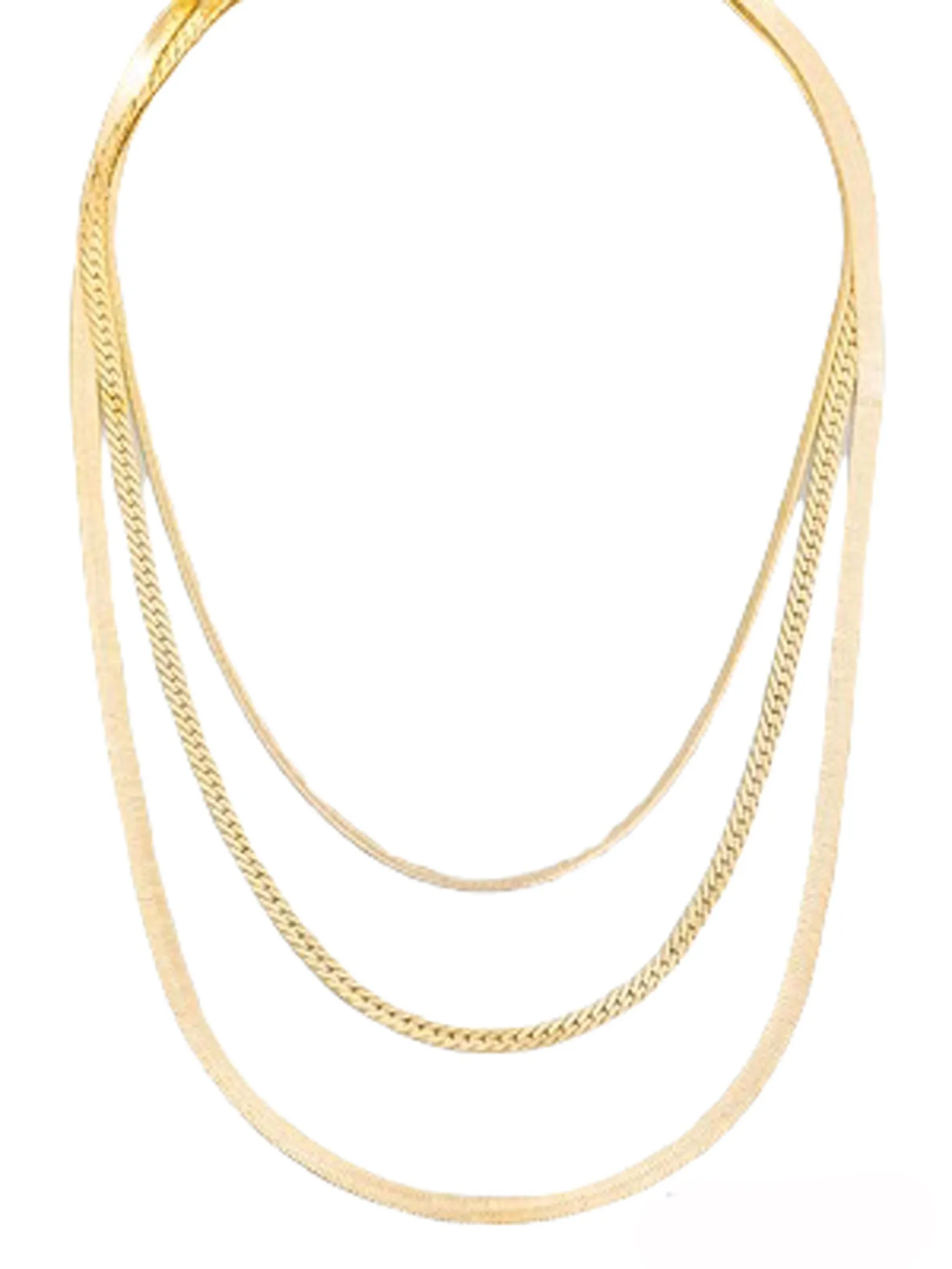 Layered Herringbone Chain Link Necklace