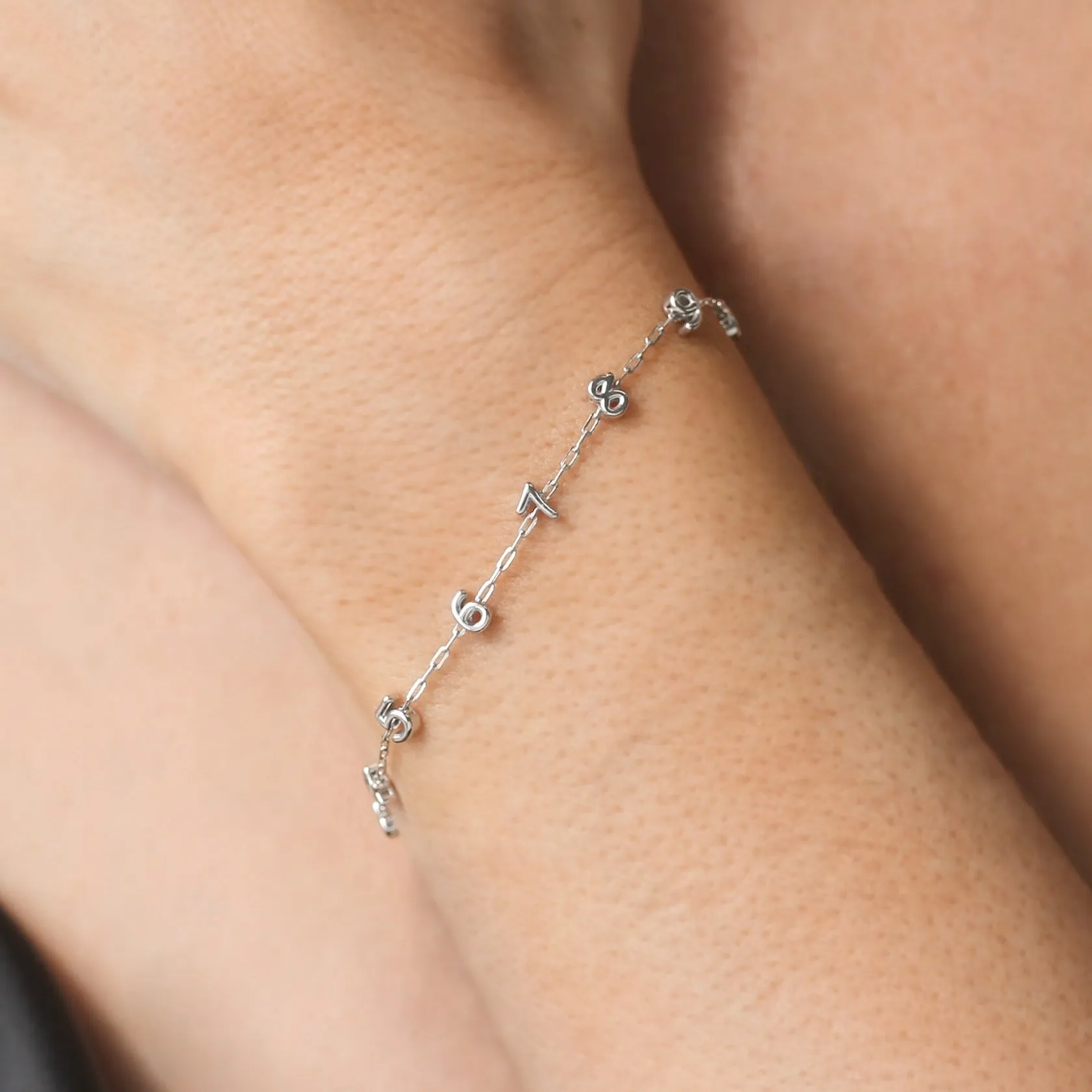 Puffed Shine Number Bracelet | Anklet – Personalized Charm in 14K Gold