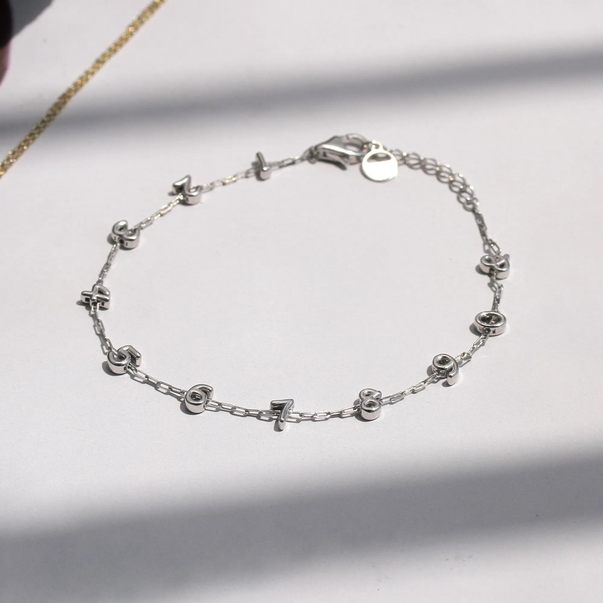 Puffed Shine Number Bracelet | Anklet – Personalized Charm in 14K Gold