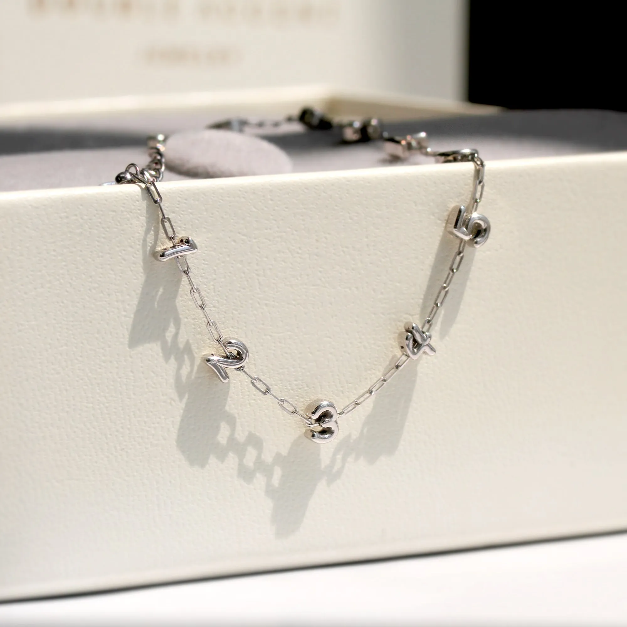 Puffed Shine Number Bracelet | Anklet – Personalized Charm in 14K Gold