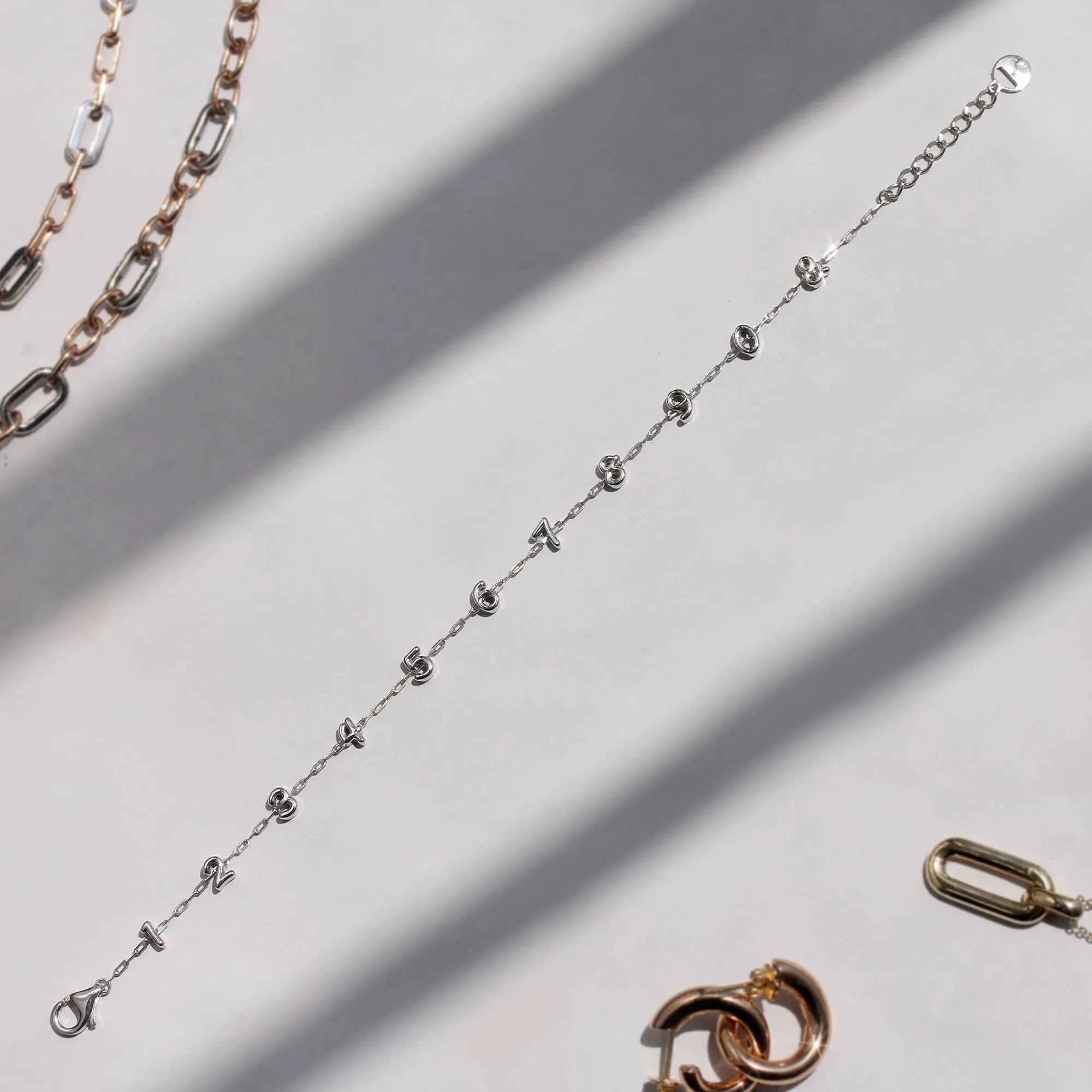 Puffed Shine Number Bracelet | Anklet – Personalized Charm in 14K Gold