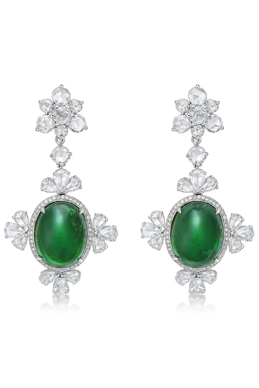 Royalle Emerald Three Drop Earrings