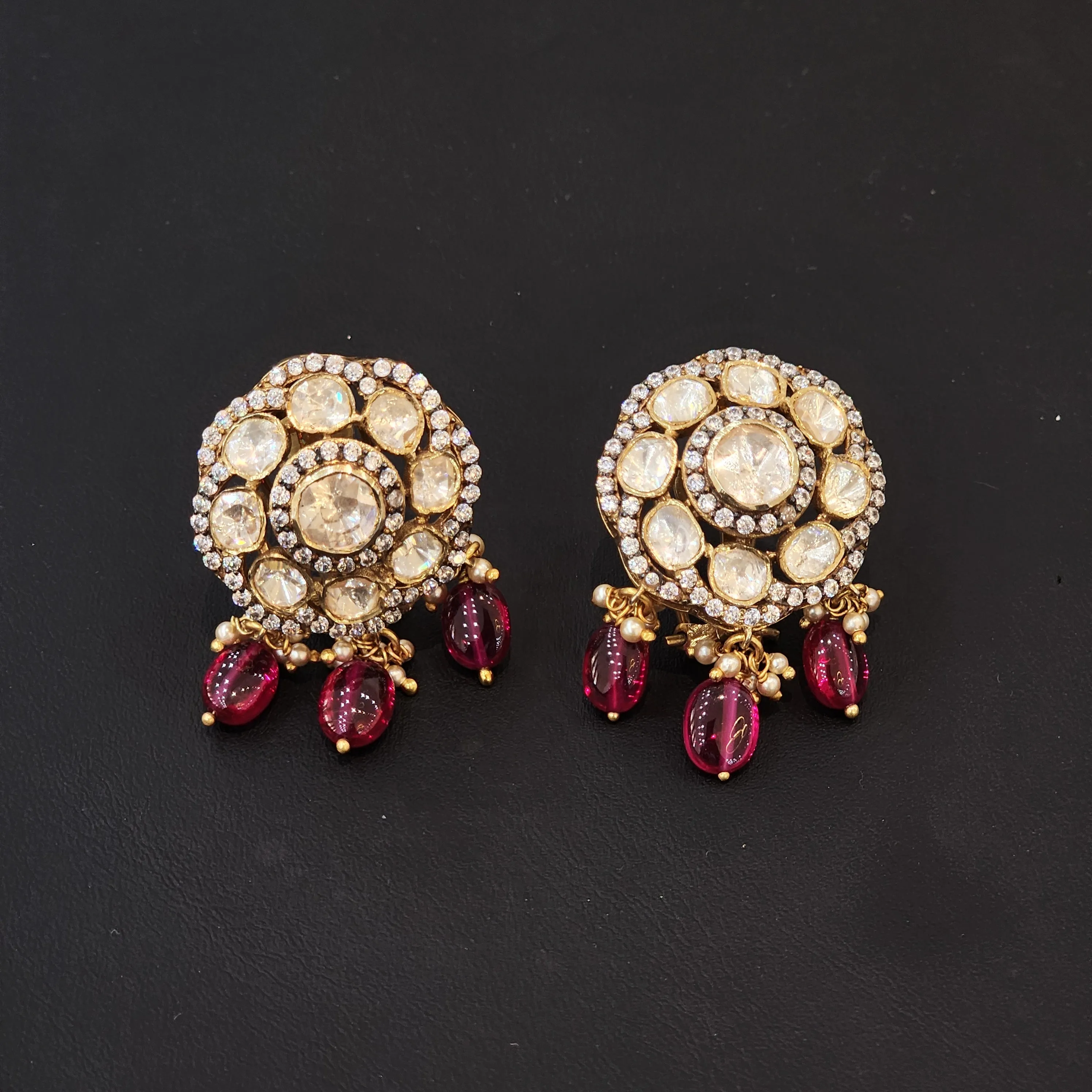 Ruby Drops Stud Earrings