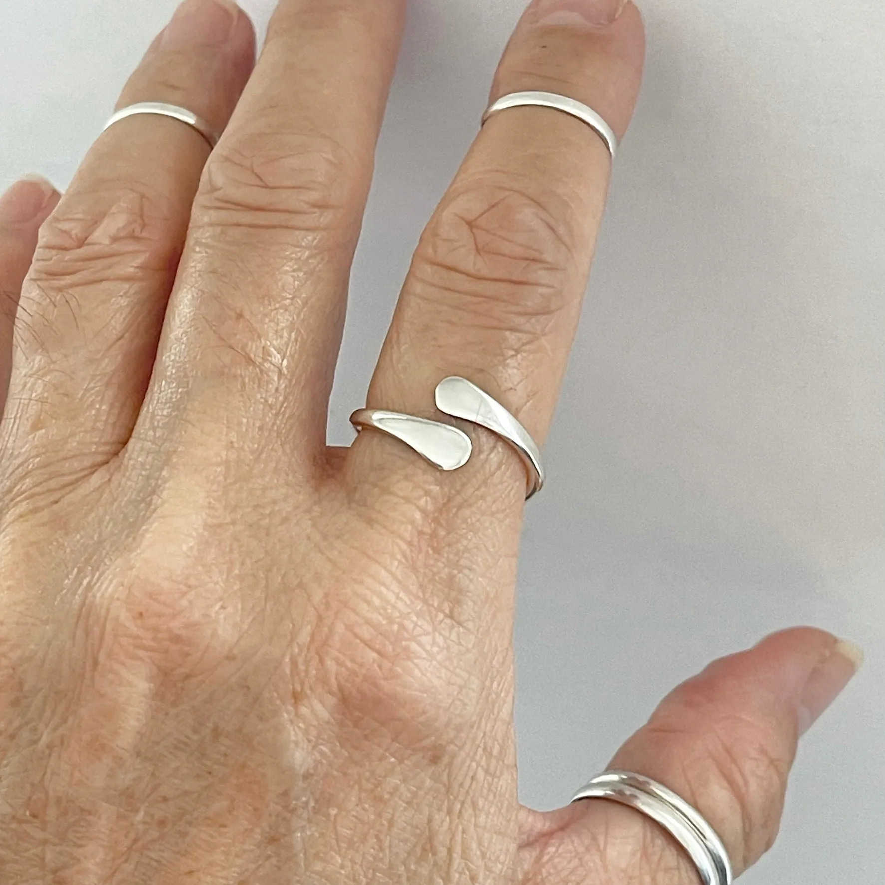 Sterling Silver Modern Ring, Silver Ring, Wraparound Ring, Boho Ring, Silver Band