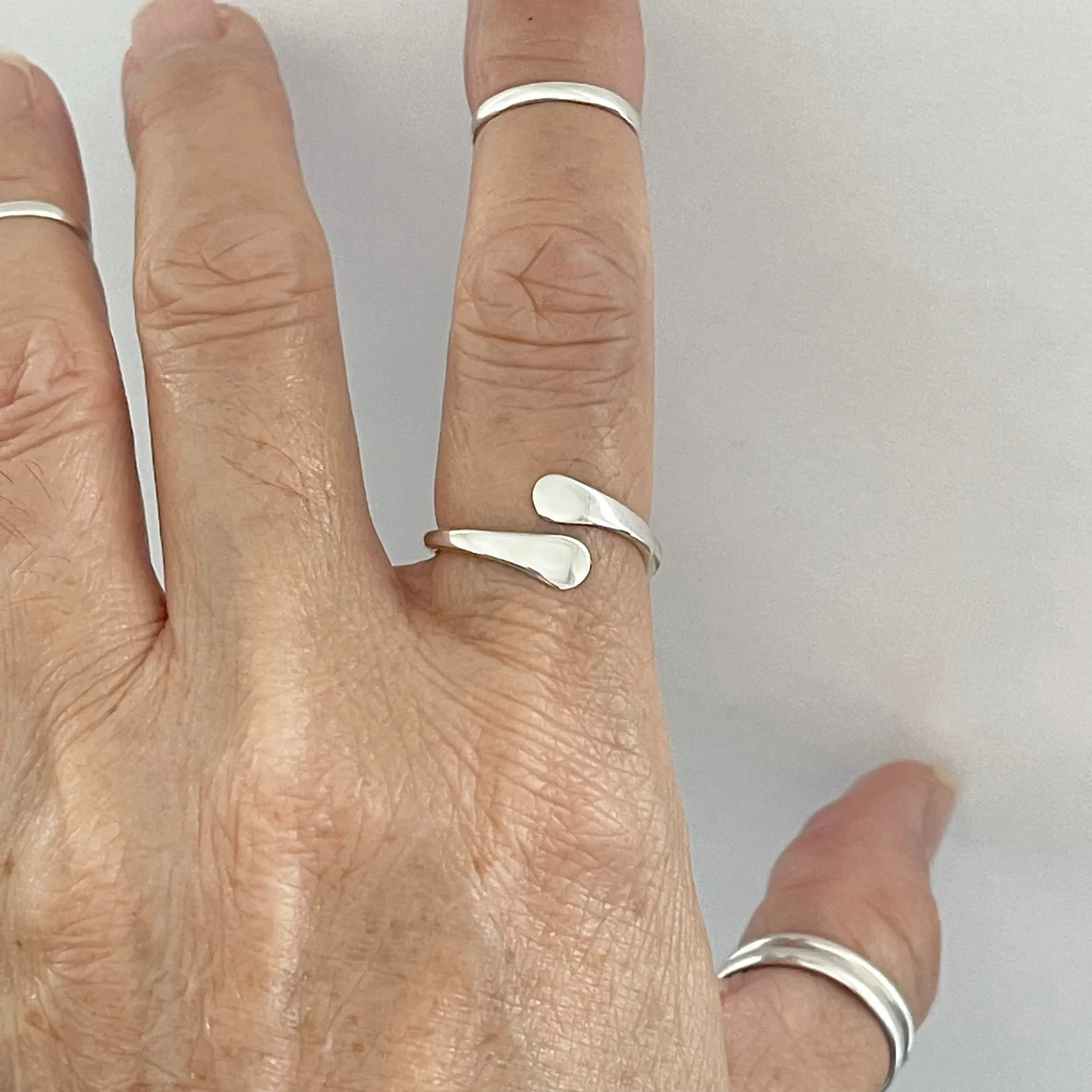 Sterling Silver Modern Ring, Silver Ring, Wraparound Ring, Boho Ring, Silver Band