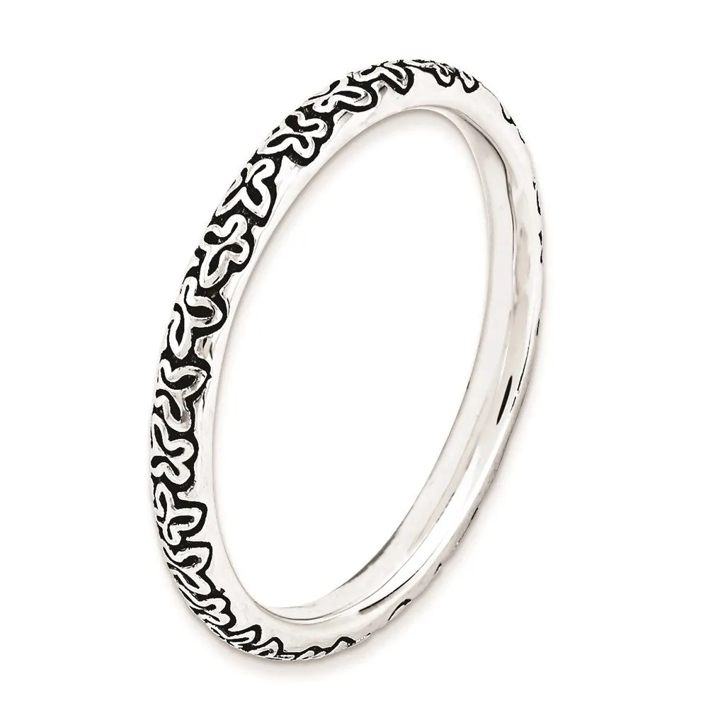 Sterling Silver Stackable Expressions Antiqued Ring | QSK1651