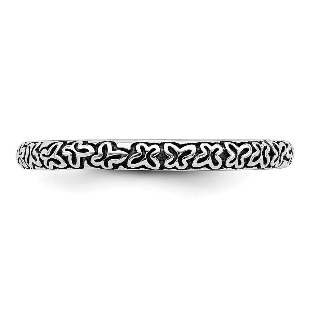 Sterling Silver Stackable Expressions Antiqued Ring | QSK1651