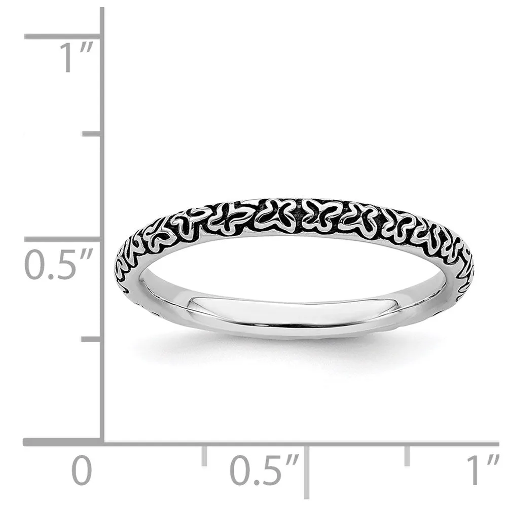 Sterling Silver Stackable Expressions Antiqued Ring | QSK1651